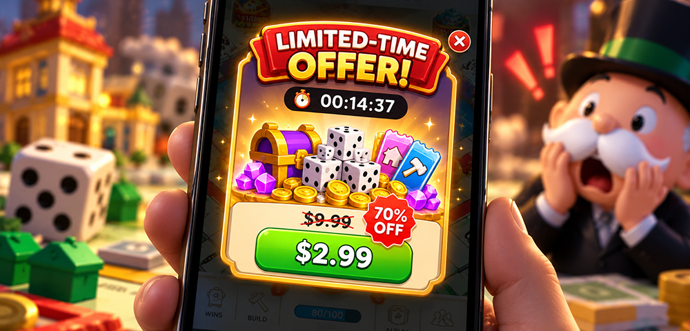 Limited-time mobile game offer overlay — urgency-based monetization design